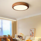 Round Ceiling Light with Woodgrain Finish – Flush Mount Design