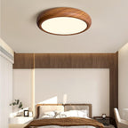 Round Ceiling Light with Woodgrain Finish – Flush Mount Design