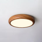 Round Ceiling Light with Woodgrain Finish – Flush Mount Design