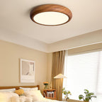Round Ceiling Light with Woodgrain Finish – Flush Mount Design