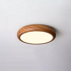 Round Ceiling Light with Woodgrain Finish – Flush Mount Design