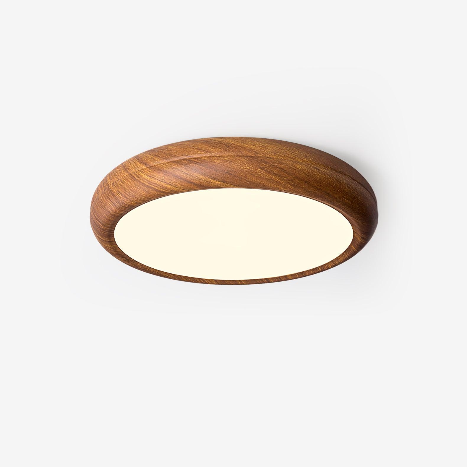 Round Ceiling Light with Woodgrain Finish – Flush Mount Design