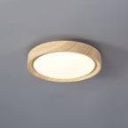 Round Ceiling Light with Woodgrain Finish – Flush Mount Design