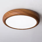 Round Ceiling Light with Woodgrain Finish – Flush Mount Design
