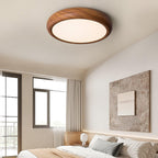 Round Ceiling Light with Woodgrain Finish – Flush Mount Design