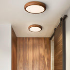 Round Ceiling Light with Woodgrain Finish – Flush Mount Design