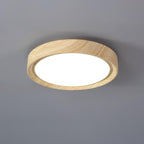 Round Ceiling Light with Woodgrain Finish – Flush Mount Design