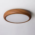 Round Ceiling Light with Woodgrain Finish – Flush Mount Design