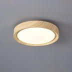 Round Ceiling Light with Woodgrain Finish – Flush Mount Design