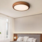 Round Ceiling Light with Woodgrain Finish – Flush Mount Design
