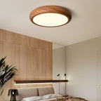Round Ceiling Light with Woodgrain Finish – Flush Mount Design