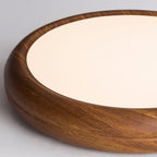 Round Ceiling Light with Woodgrain Finish – Flush Mount Design