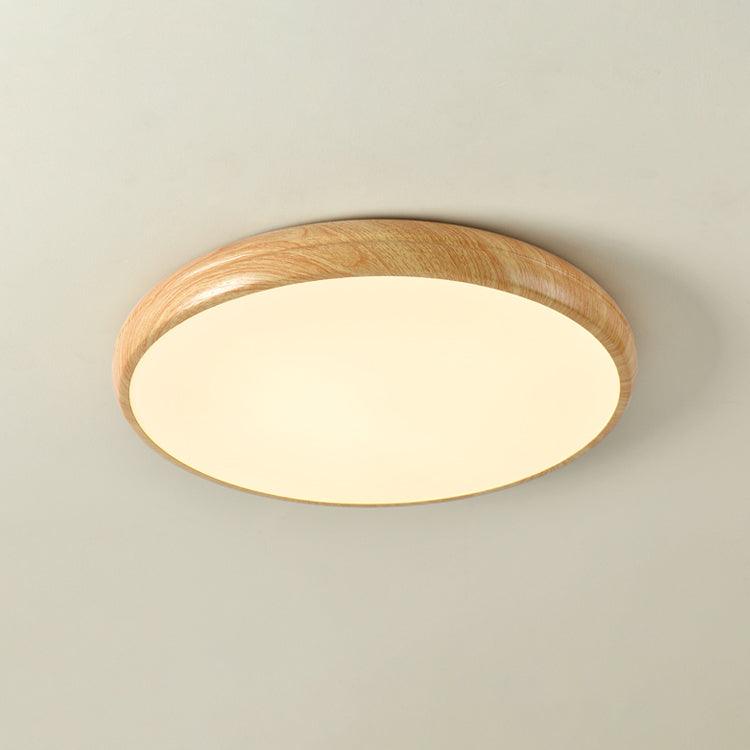 Round Ceiling Light with Woodgrain Finish – Flush Mount Design