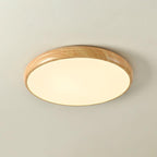 Round Ceiling Light with Woodgrain Finish – Flush Mount Design