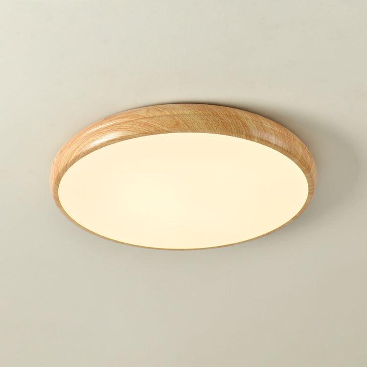 Round Ceiling Light with Woodgrain Finish – Flush Mount Design