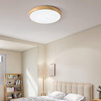 Round Ceiling Light with Woodgrain Finish – Flush Mount Design