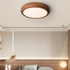 Round Ceiling Light with Woodgrain Finish – Flush Mount Design