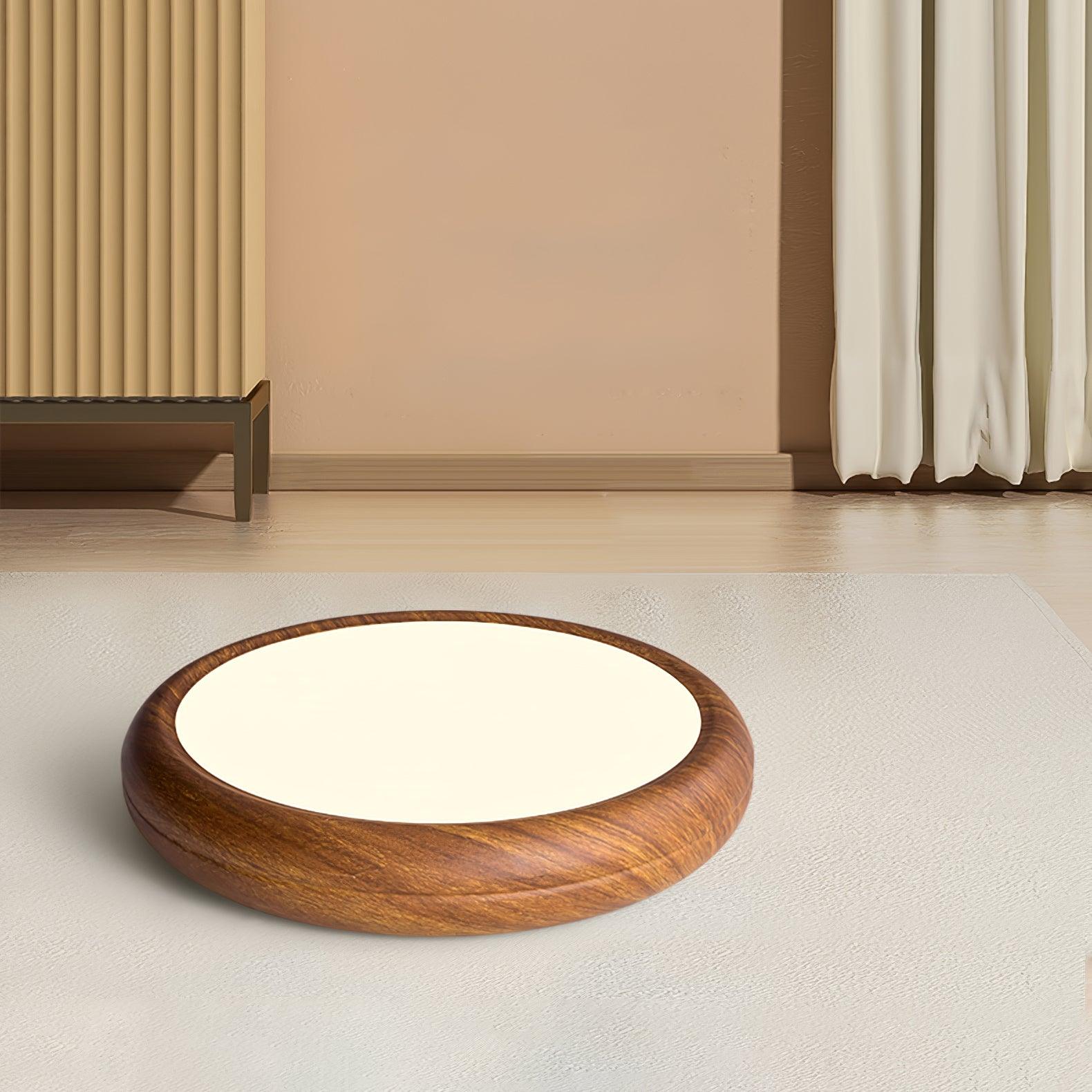 Round Ceiling Light with Woodgrain Finish – Flush Mount Design