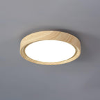 Round Ceiling Light with Woodgrain Finish – Flush Mount Design