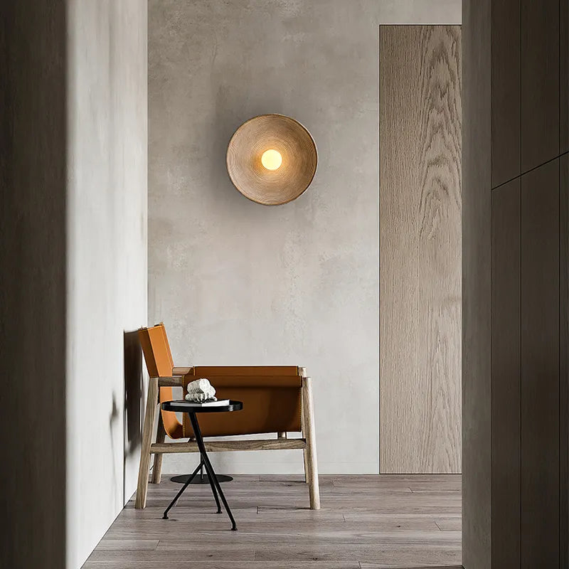 Handcrafted LED Wall Light – Rustic Wood Sconce