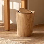 Modern Dual-Layer Kitchen Waste Bin with Rotating Lid – Wooden Design