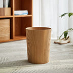 Modern Dual-Layer Kitchen Waste Bin with Rotating Lid – Wooden Design