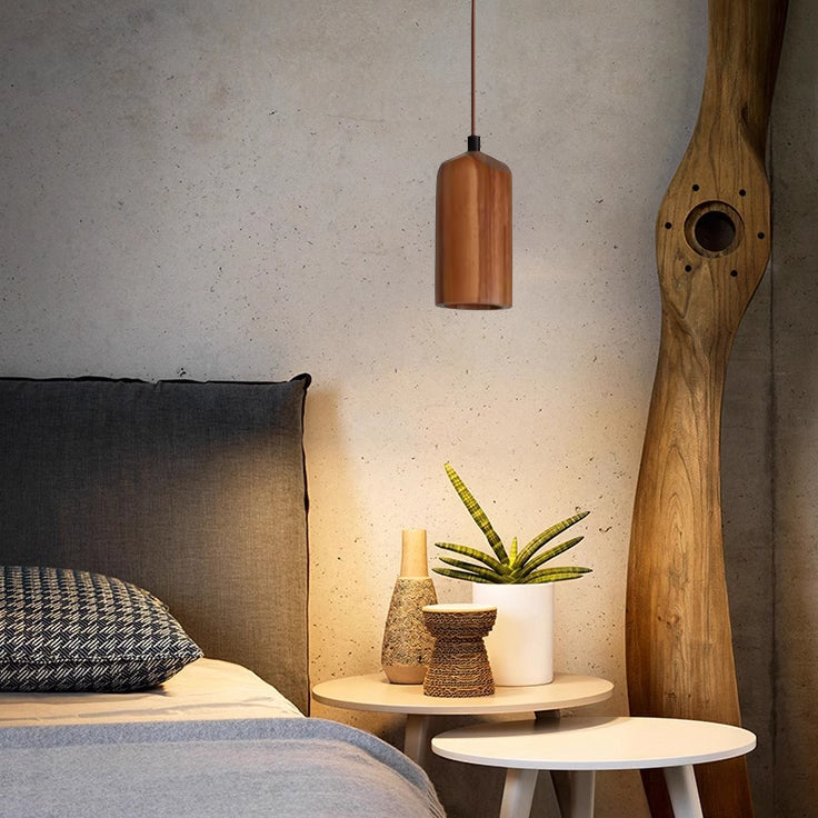 Adjustable Height Wooden Pendant Light – Contemporary Fixture for Kitchen or Living Room