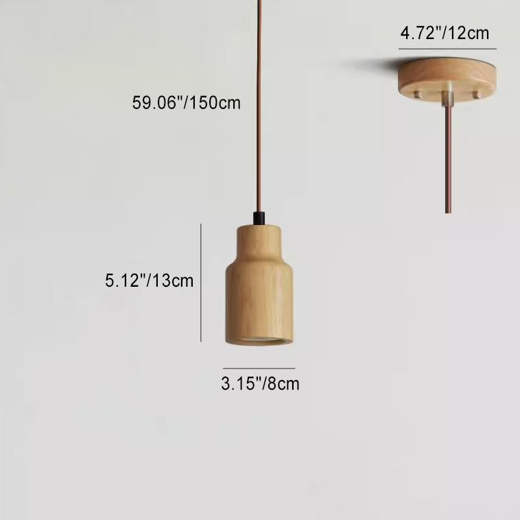 Adjustable Height Wooden Pendant Light – Contemporary Fixture for Kitchen or Living Room