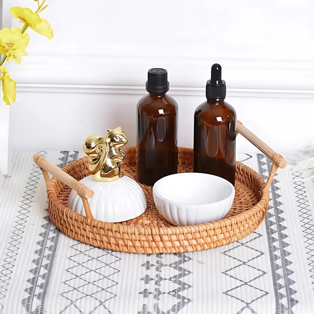 Natural Rattan Artisan Storage Tray for Every Occasion