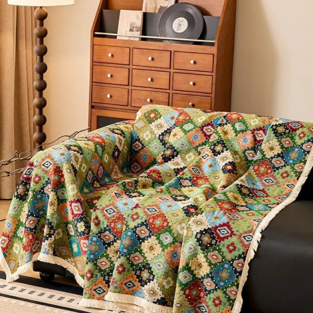 Geometric Kilim Pattern Sofa Cover in Soft Microfiber