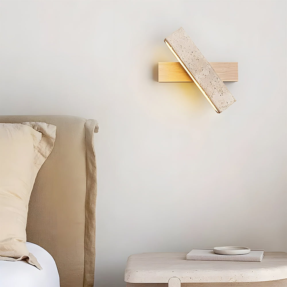 Modern Minimalist Wall Light in Travertine Finish