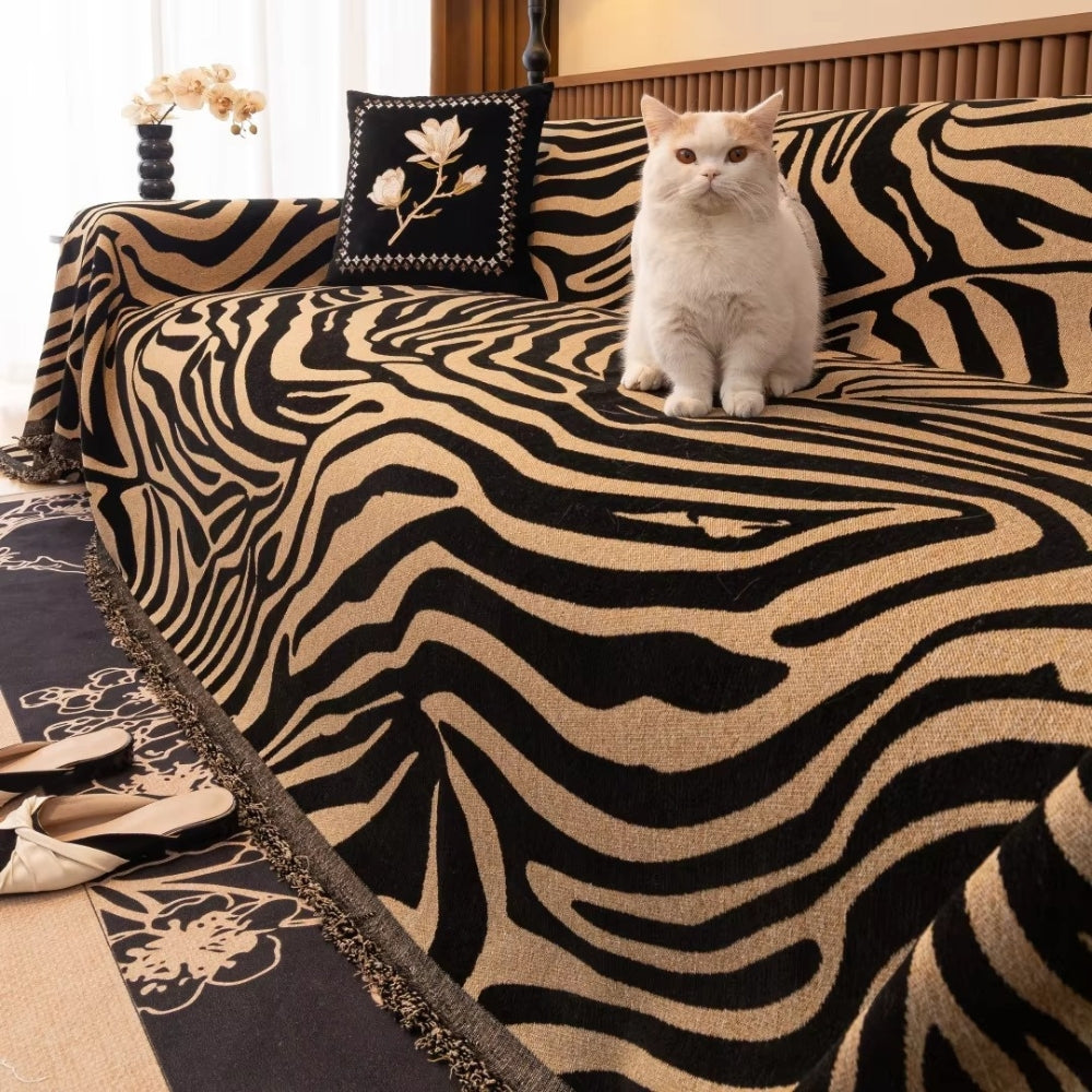 Chenille Slipcover for Sofa - Zebra Print Design