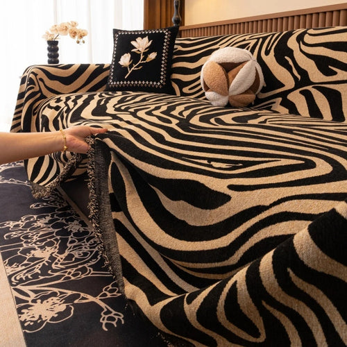 Chenille Slipcover for Sofa - Zebra Print Design