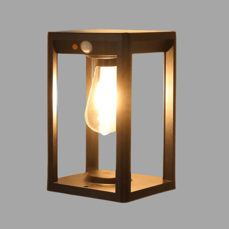 Black Aluminum Solar Pillar Light for Outdoors with Motion Detection
