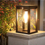 Black Aluminum Solar Pillar Light for Outdoors with Motion Detection