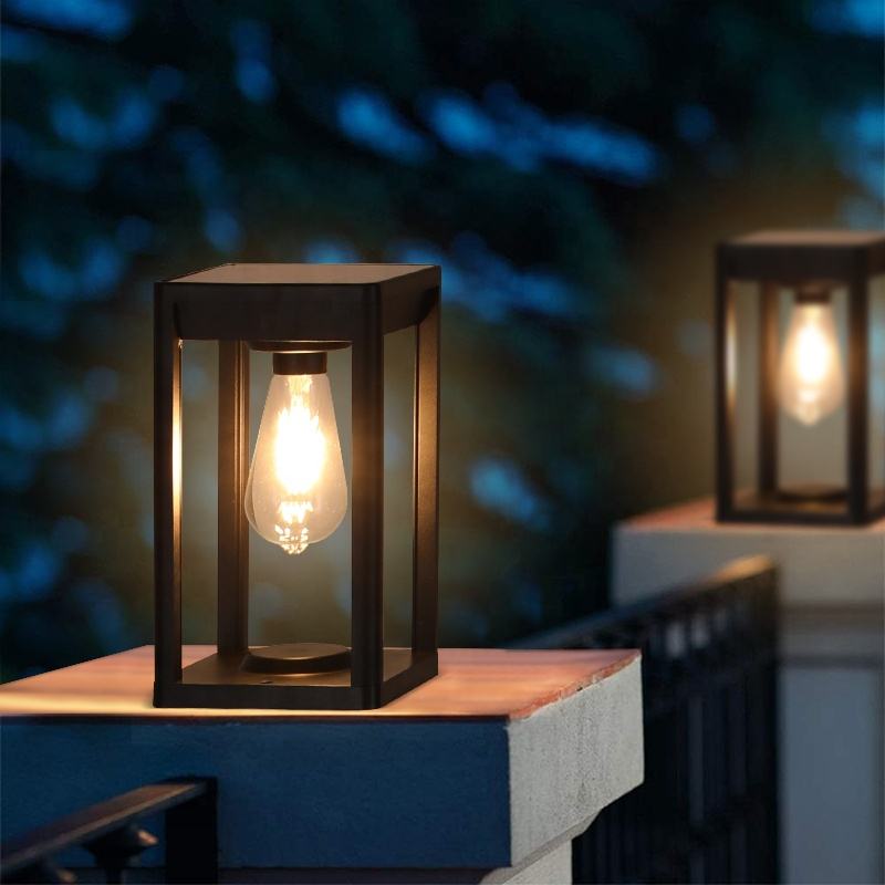 Black Aluminum Solar Pillar Light for Outdoors with Motion Detection
