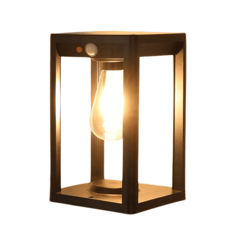 Black Aluminum Solar Pillar Light for Outdoors with Motion Detection