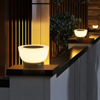 Round White Glass Shade Solar Light for Fence Posts