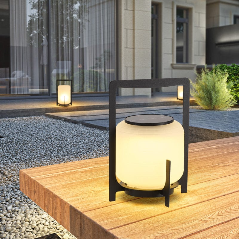 White Cylindrical Solar Lantern for Outdoor Use