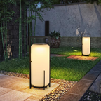 White Cylindrical Solar Lantern for Outdoor Use