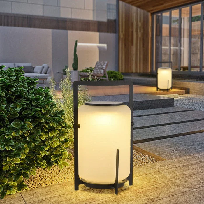 White Cylindrical Solar Lantern for Outdoor Use