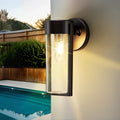 Black Outdoor Solar Lantern for Walls with Light Sensor