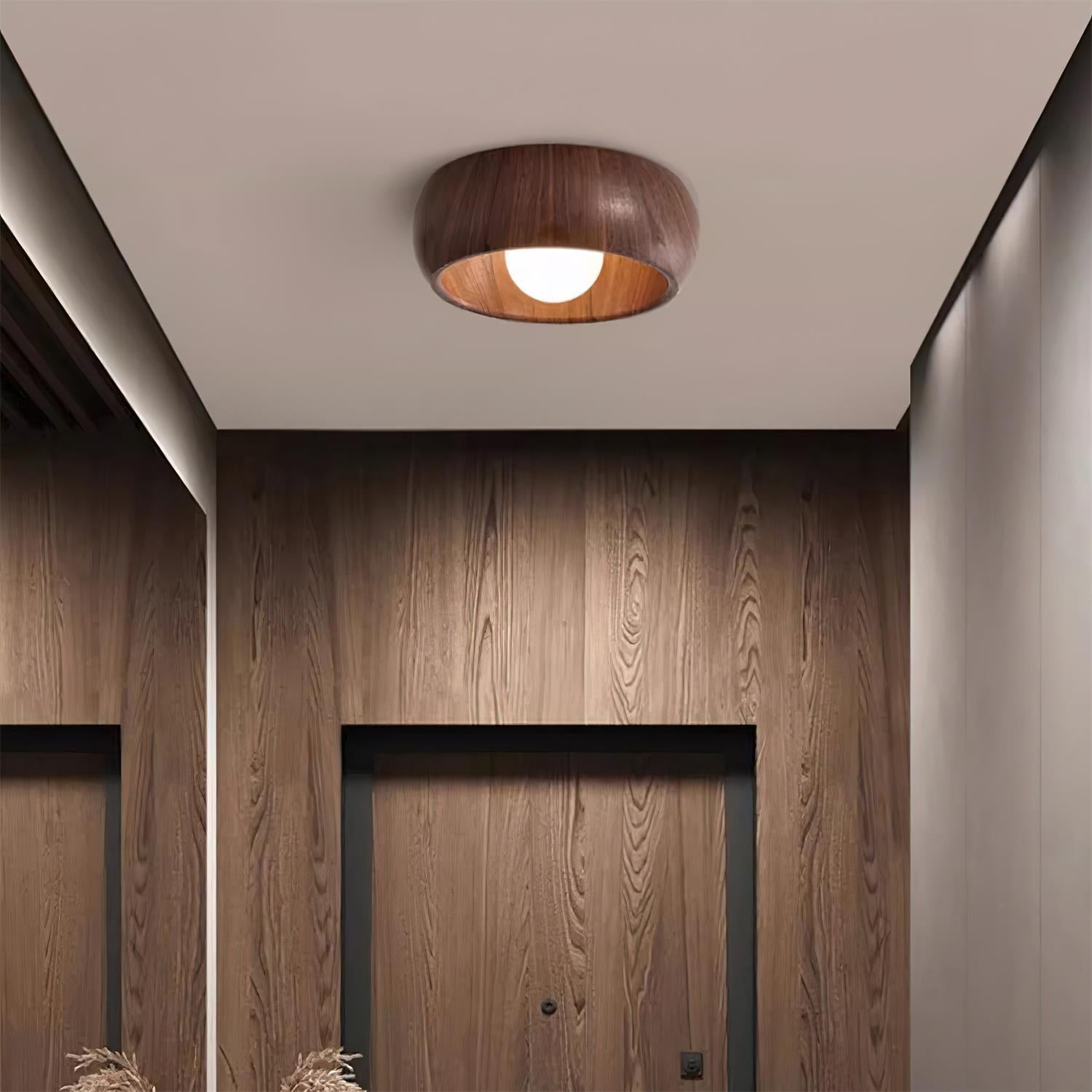Modern Minimalist LED Ceiling Light with Wooden Design