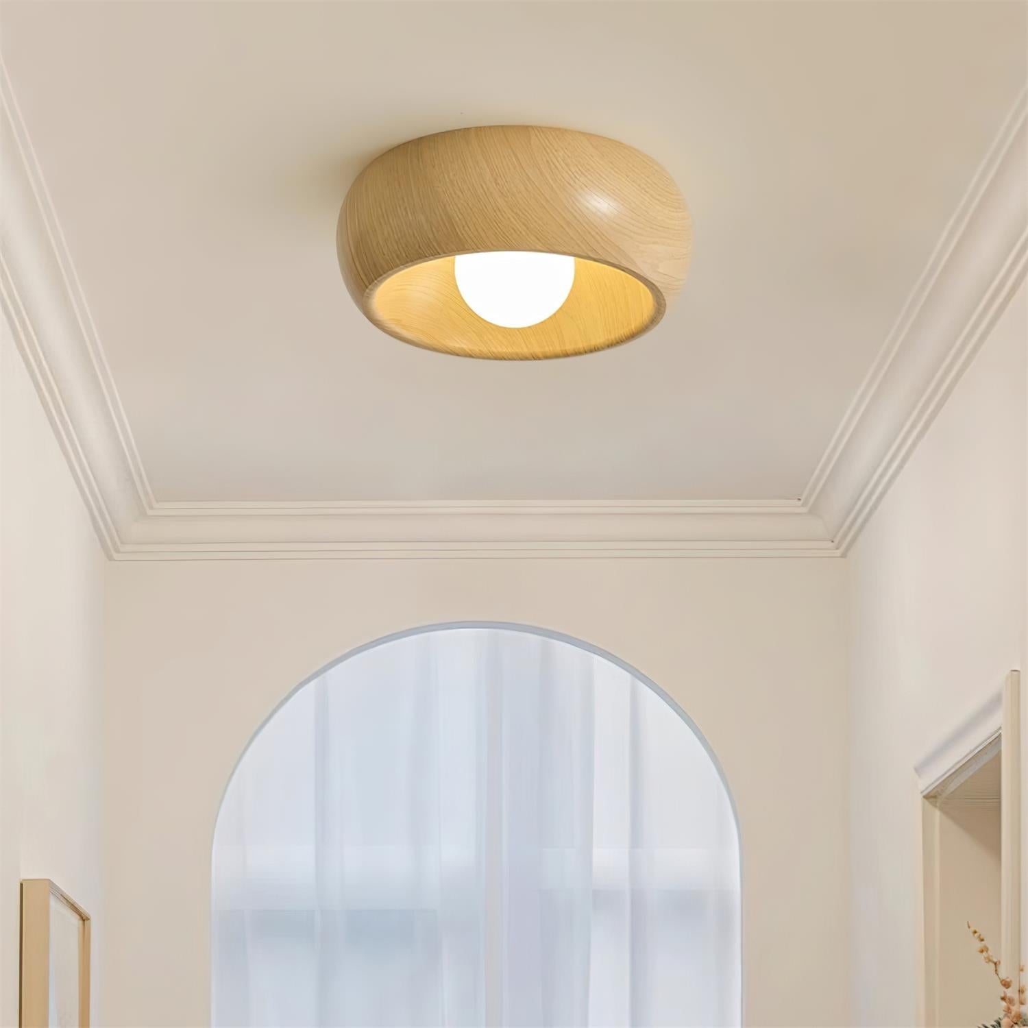 Modern Minimalist LED Ceiling Light with Wooden Design