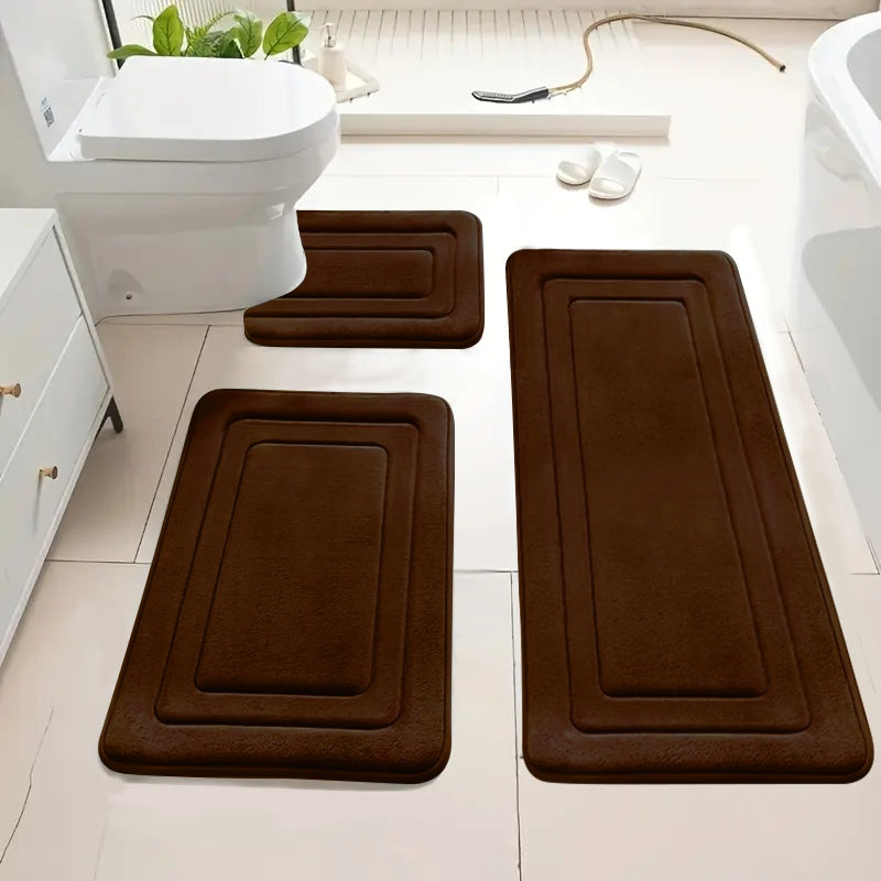 Knit-Look Polyester Non-Slip & Absorbent Bath Mat (Set of 3)