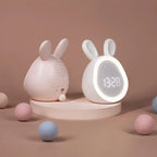 Children's Alarm Clock Rabbit Night Light USB Rechargeable Stepless Dimming