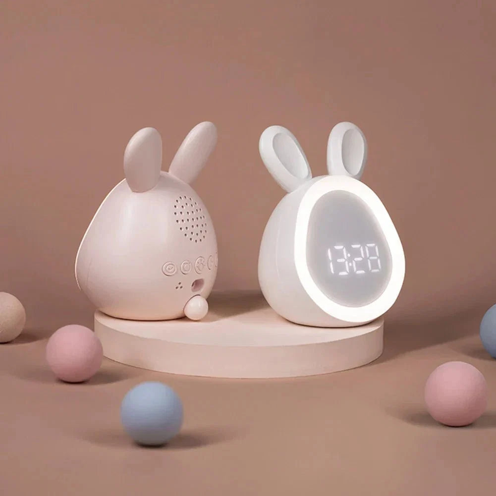 Children's Alarm Clock Rabbit Night Light USB Rechargeable Stepless Dimming