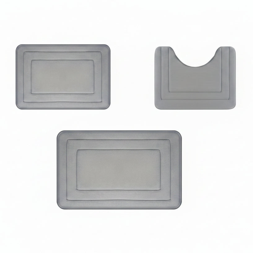 Knit-Look Polyester Non-Slip & Absorbent Bath Mat (Set of 3)