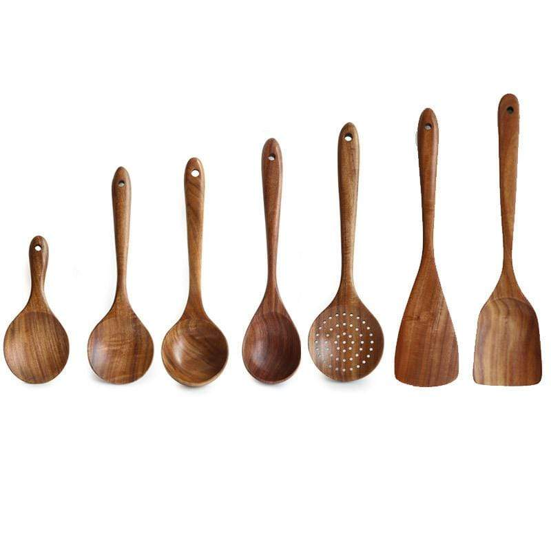 Kitchen Utensil Set Natural Wood Heat-Resistant & Non-Scratch