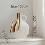 Contemporary Ceramic Vase – Black and White with Gold Details for Table Decor